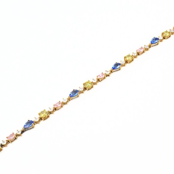 Hallmarked Suzanne Somers Pastel Color Crystal Sterling Silver Bracelet - Picture 5 of 15